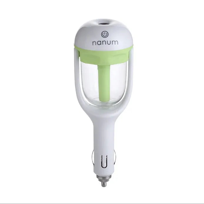 Portable car humidifier and air freshener diffuser with adjustable nozzle for vehicle use