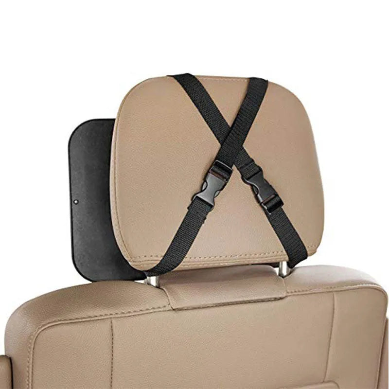 Car mounted baby observation mirror - black curved convex acrylic mirror, 29.8 x 18.7cm, rear-facing infant viewing