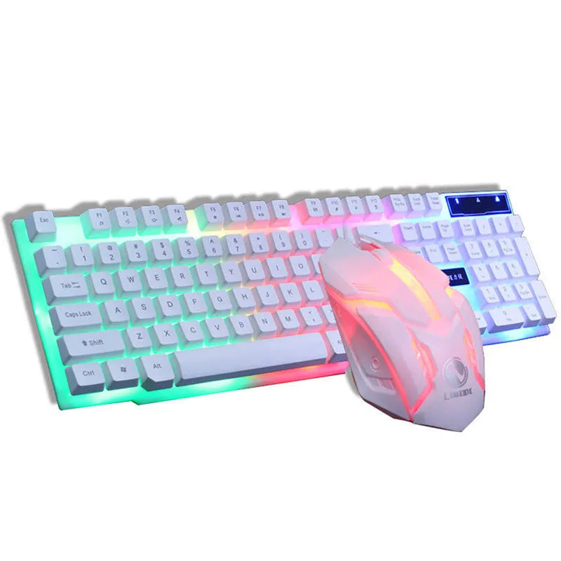 GTX300 wired USB gaming keyboard and mouse set in black or white with colour backlit keys