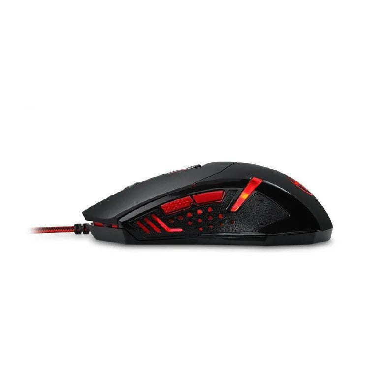 Black and red USB wired optical gaming mouse with 2000 DPI resolution and six buttons