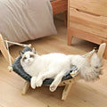 Solid wood cat and dog bed hanging hammock in grey canvas and velvet