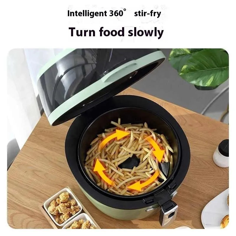 Air fryer oven with visible cooking window and mechanical control panel