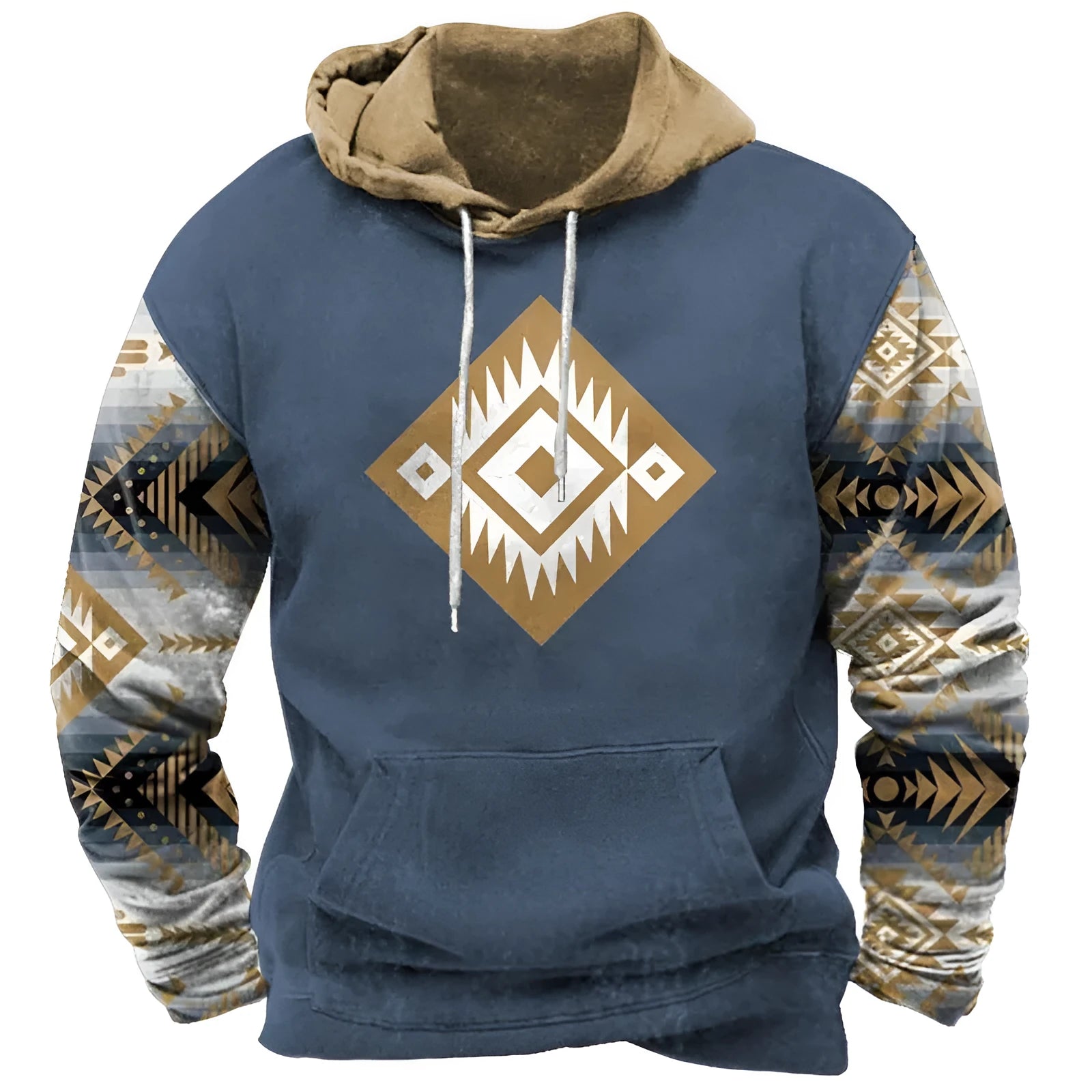 Men's pullover hoodie in polyester fibre with printed pattern, loose fit, colour TMW423-1