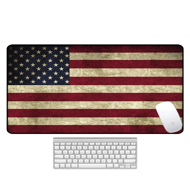 Large natural rubber desk pad with gaming pattern in multiple size options for computer workstation