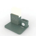 3-in-1 multi-function Qi wireless charging stand in dark green, light green, or black colour options.