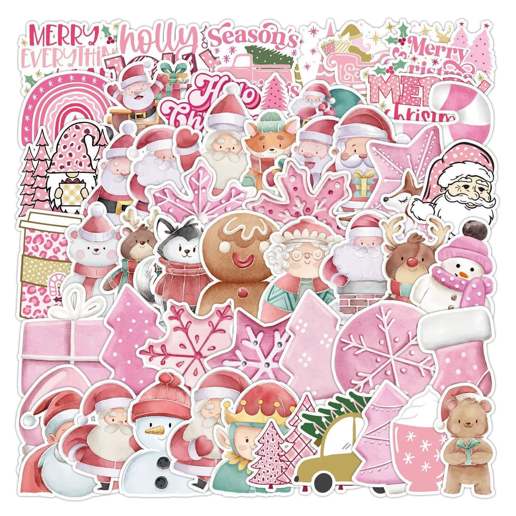 50 Christmas decoration stickers waterproof cute style for car phone laptop guitar 4-8cm
