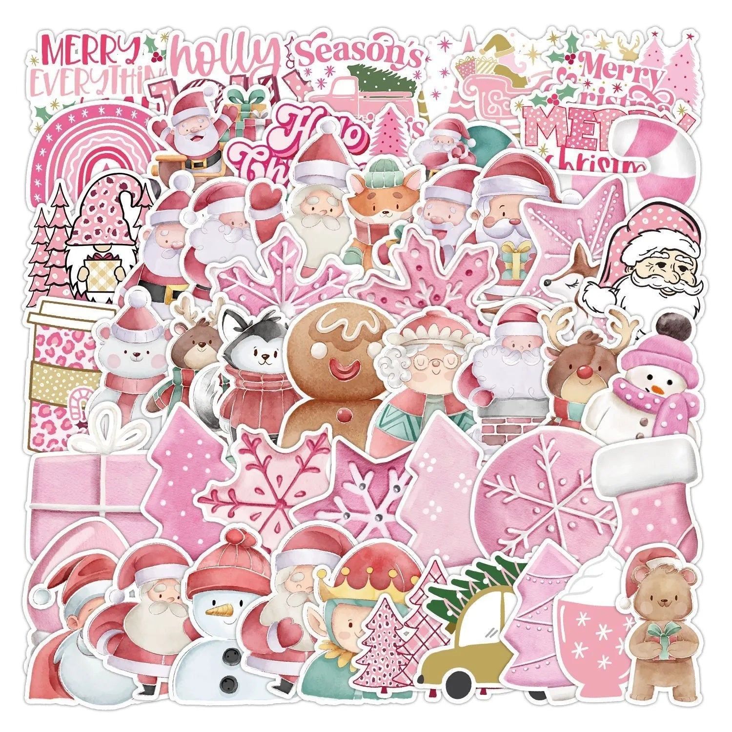 50 Christmas decoration stickers waterproof cute style for car phone laptop guitar 4-8cm