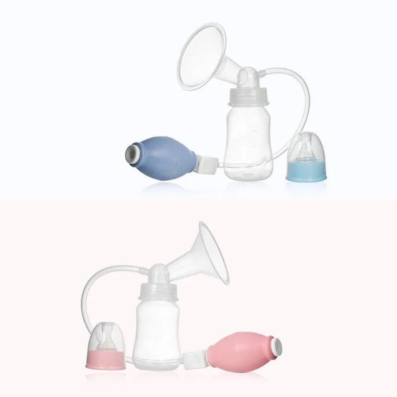 Silicone hand-kneaded breast pump in pink and blue for manual expression