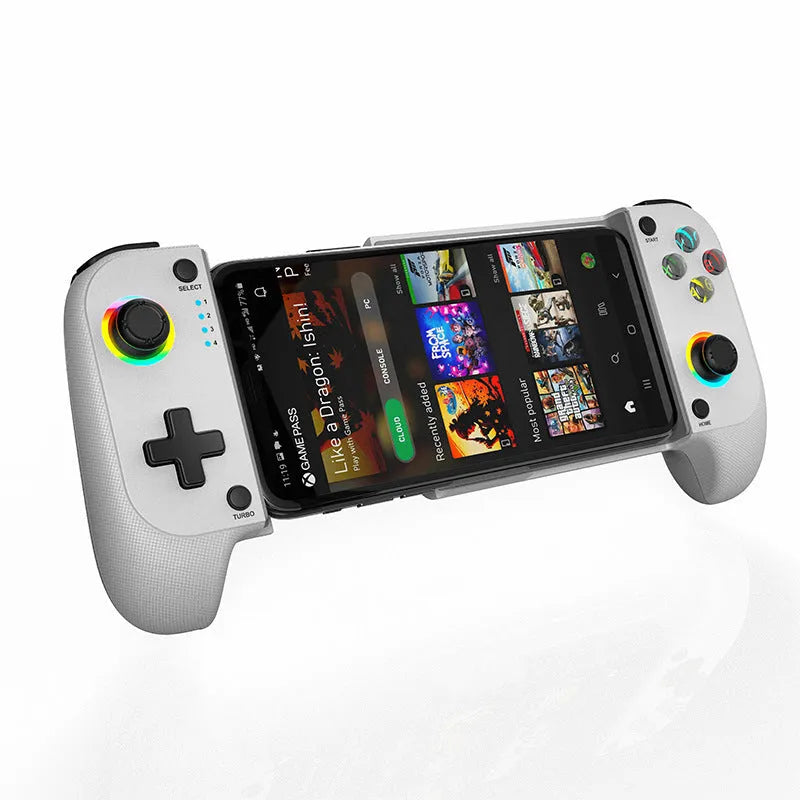Bluetooth wireless game controller with stretchable grips for mobile phones