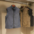 Men's thin nylon quick-drying vest in Army Green with side pockets and a straight cardigan cut.