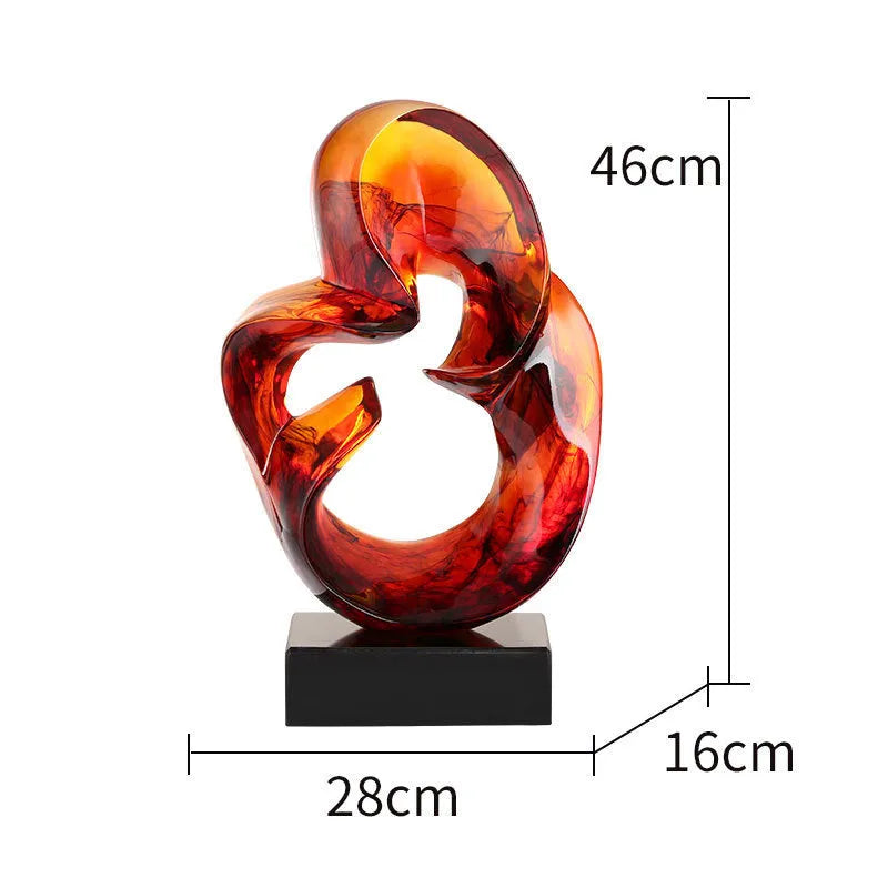 Transparent resin craft ornament in modern simplicity style, available in blue and orange red colour options