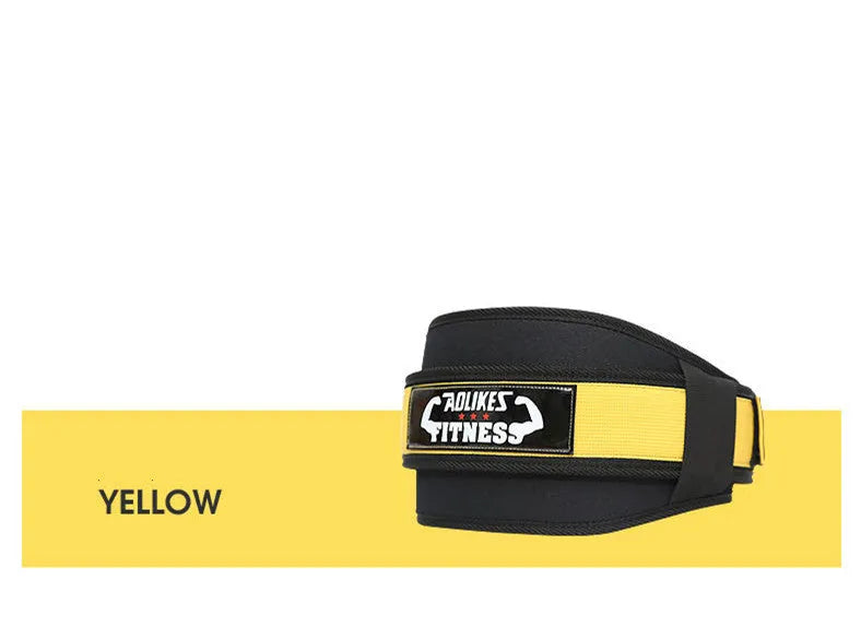 A black adjustable nylon fitness weightlifting waistband or support belt shown on a neutral background.