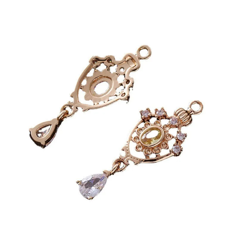Hollow water drop pendant with crown and zircon design in five colour options