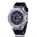 LED luminous women's quartz watch with silicone strap and 43mm alloy case