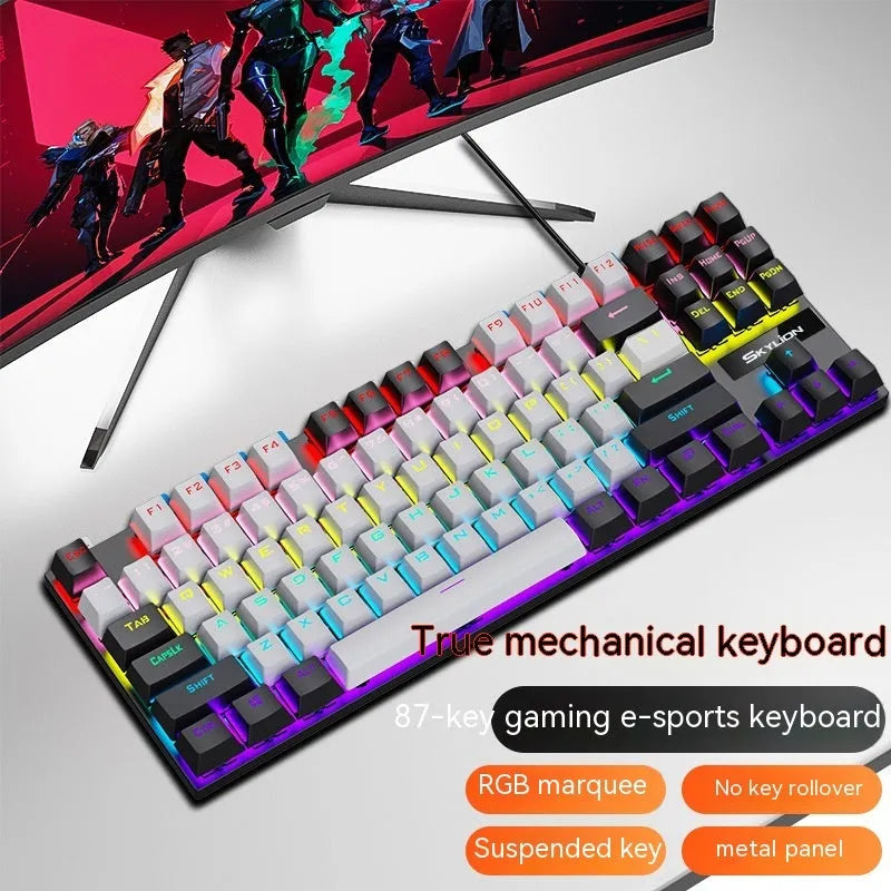 K87 mechanical keyboard in selected colour with green or red switches and metal case