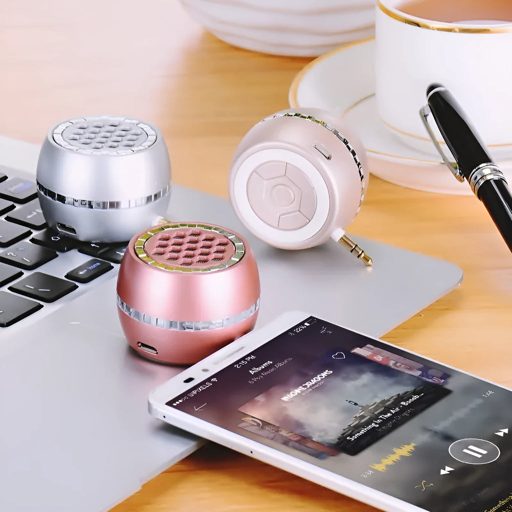 Universal external amplifier speaker in black, local gold, or rose gold with engineering plastic enclosure.