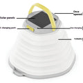 White camping lamp with carrying handle and large capacity battery for tent lighting