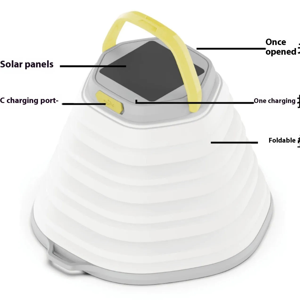 White camping lamp with carrying handle and large capacity battery for tent lighting