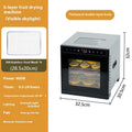 Stainless steel food dehydrator with visual skylight window and LED control panel.