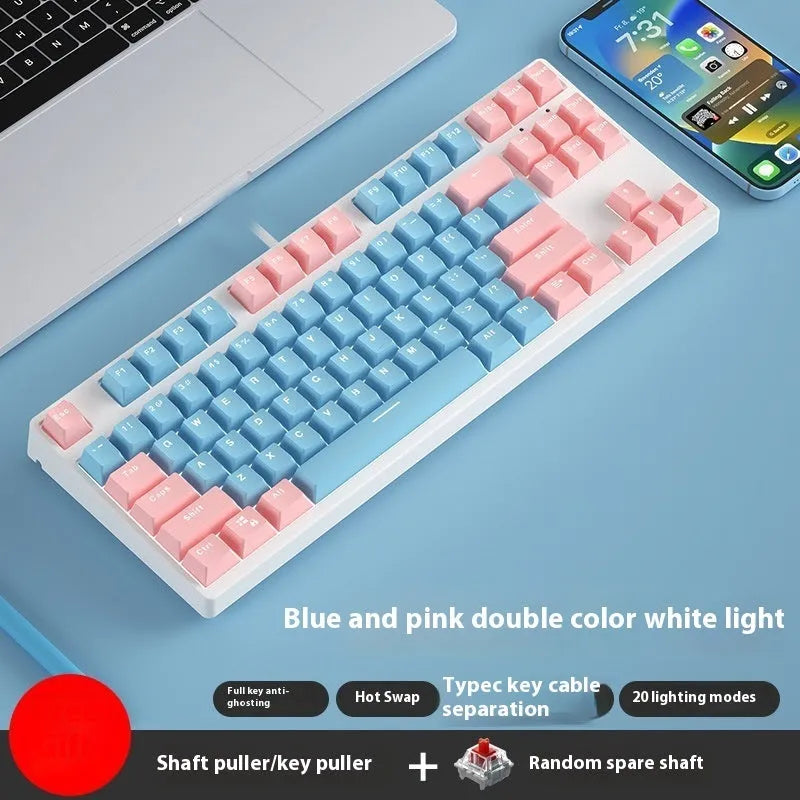 87-key tenkeyless mechanical keyboard in a dual-colour keycap design with metal frame