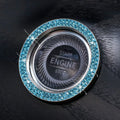 Diamond-encrusted car one-button start decorative ring sticker in pink with rhinestones on a car start button