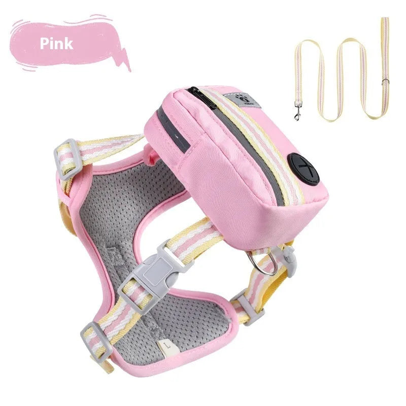 Explosion-proof anti-strangulation dog harness in Oxford cloth with attached 1.5 metre rope