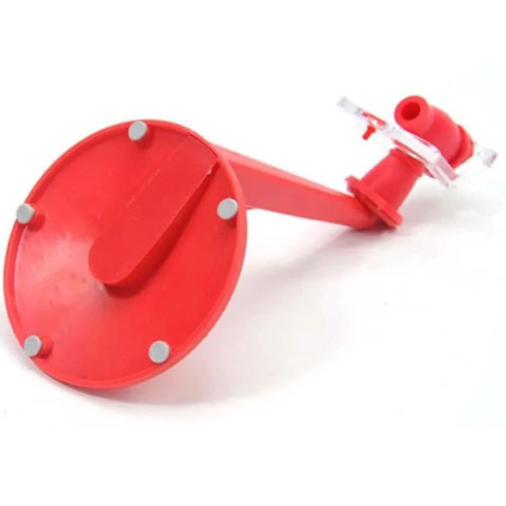 Red plastic Magic Tap soda bottle dispenser attached to a 2-litre bottle
