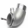 Aluminium alloy 90-degree turbine pipe elbow for automotive lateral engine turbo systems