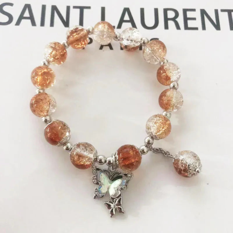 Chinese style bamboo leaf glass bracelet for women with a bamboo joint design.