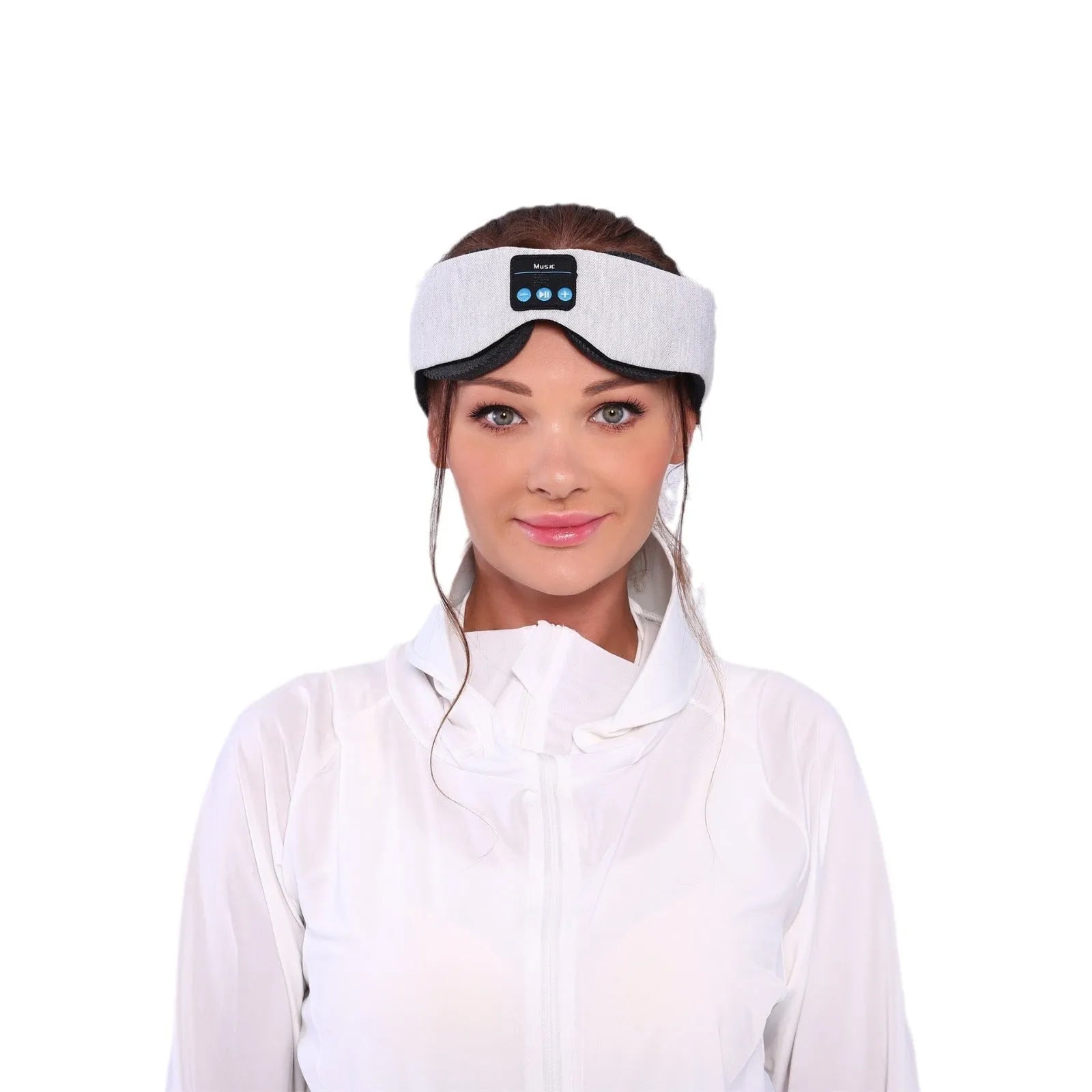 Gray outline Bluetooth sleeping eye mask for long eyelashes, polyester fabric