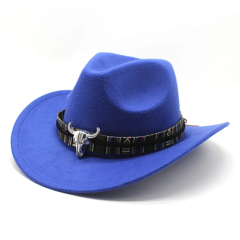Western cowboy hat with bell crown style in polyester fabric, M size 56-58cm