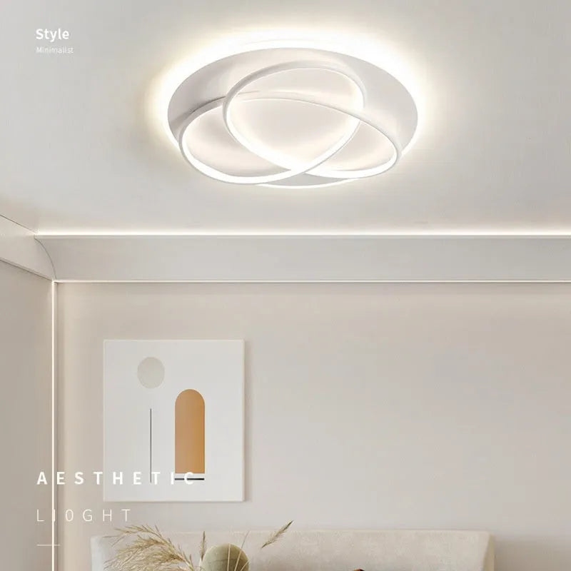 Clover LED ceiling lamp 61W 50cm black finish with warm white light in a modern living room