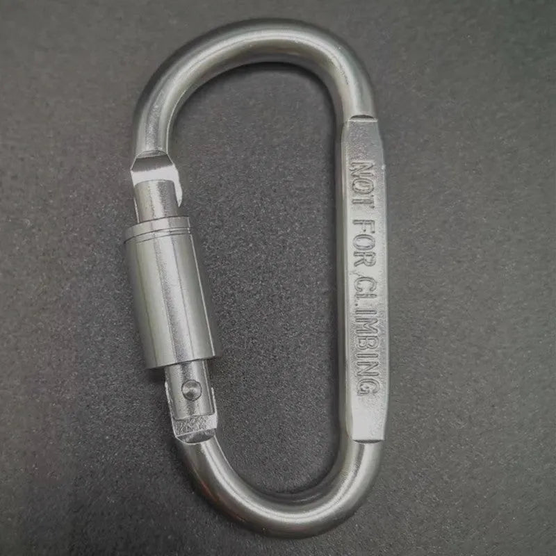 Aluminium D-type locking carabiner with 8cm flat profile in bright colours