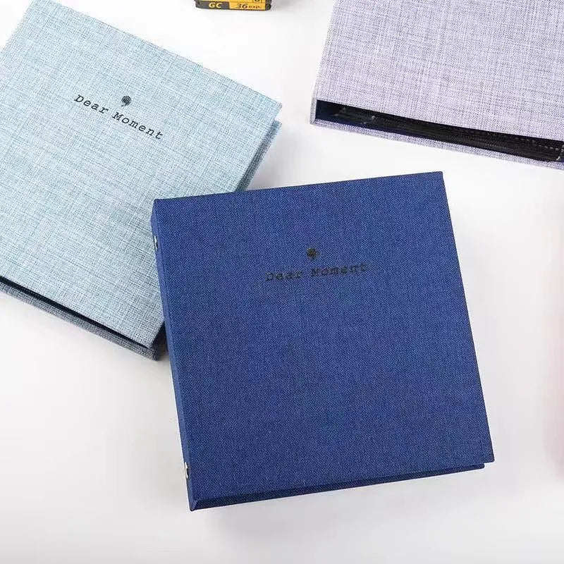Cotton and linen loose-leaf pocket photo album for 3-inch and 5-inch prints with PP cover, beige colour