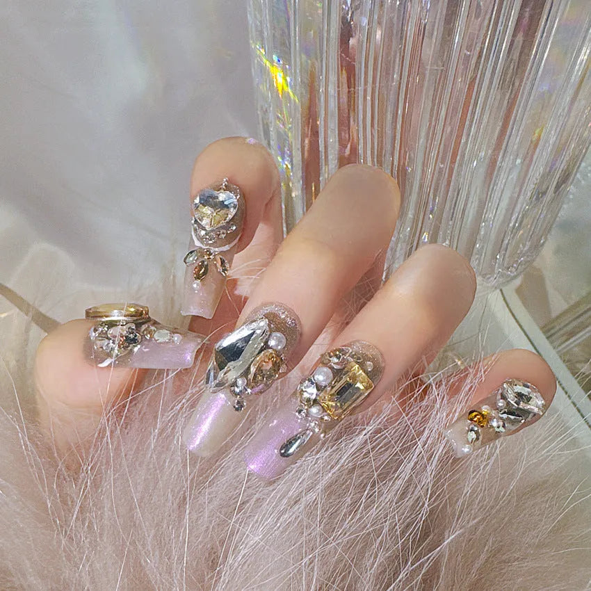 False nail patches in card packaging with adhesive or tool application options for ladies