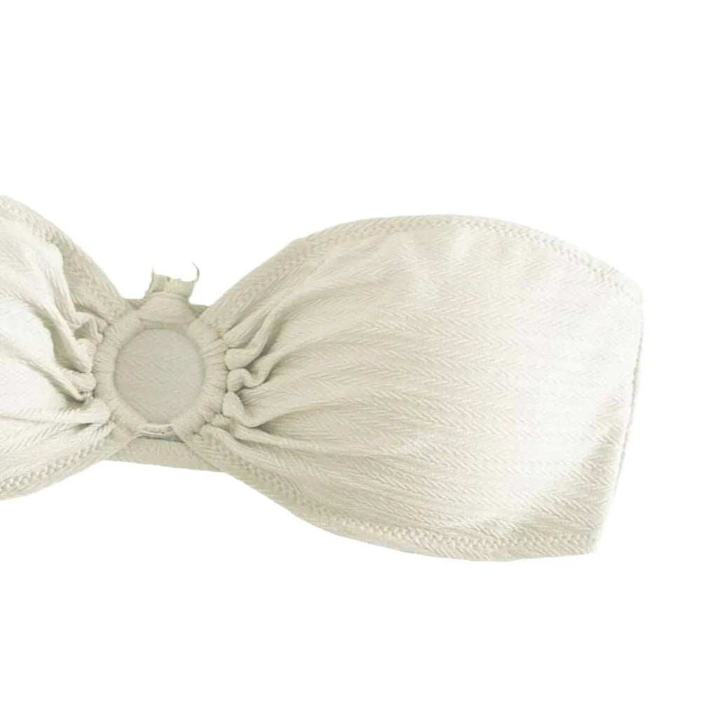 Women's solid colour halter neck bikini set on a white background, shown in creamy-white.