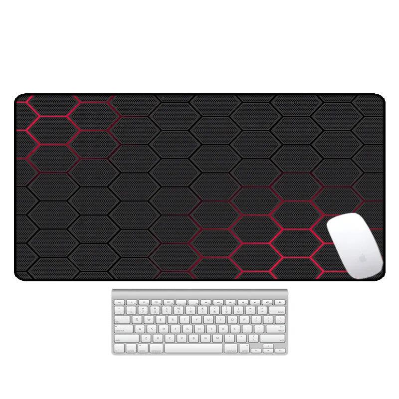 Large natural rubber desk pad with gaming pattern in multiple size options for computer workstation