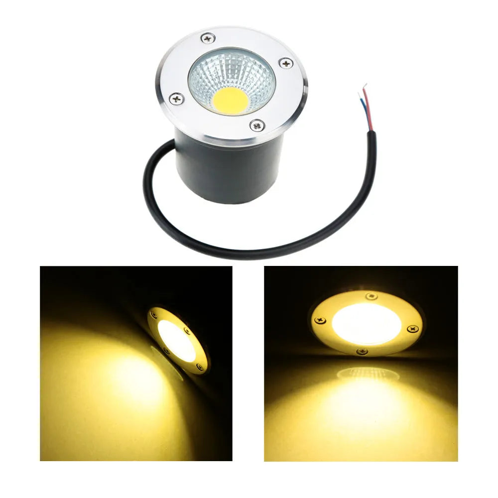 Round black stainless steel LED COB underground light for outdoor garden and pathway lighting