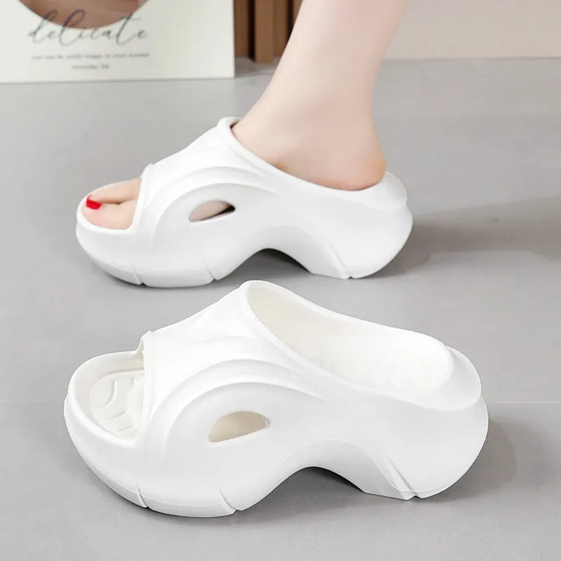 Women's thick-soled EVA summer slippers in white, black or rose red colours