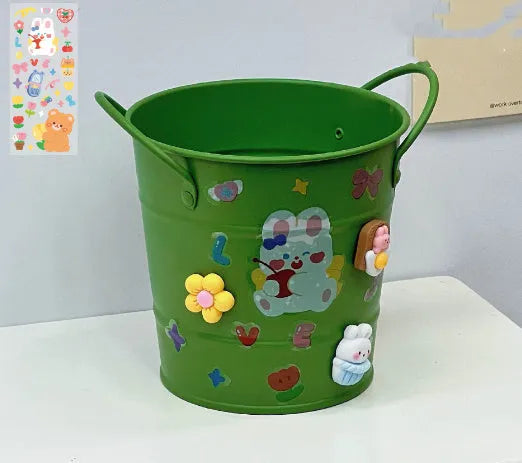 Round metal pen holder desktop storage box in multiple colour options