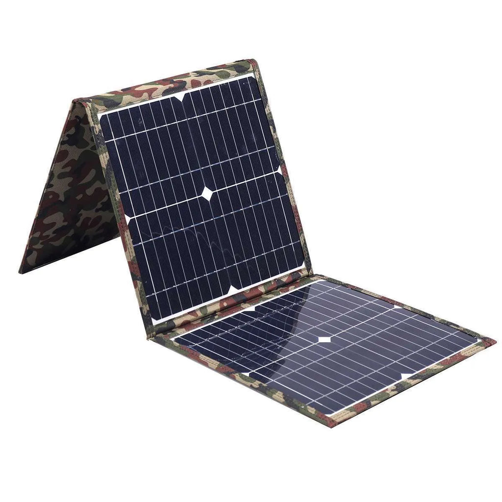 Black foldable 36W portable solar panel with monocrystalline cells for outdoor use