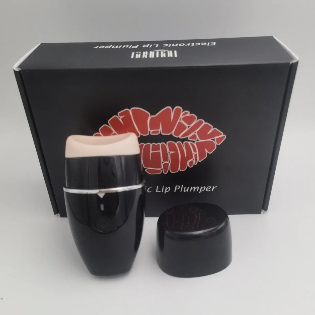 Black electric silicone lip plumper device with USB charging cable