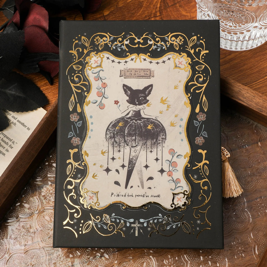 Retro Gothic THALO style A5 notebook with Pan Shen's Maze, Forest, or Red Fruit Temptation cover designs.