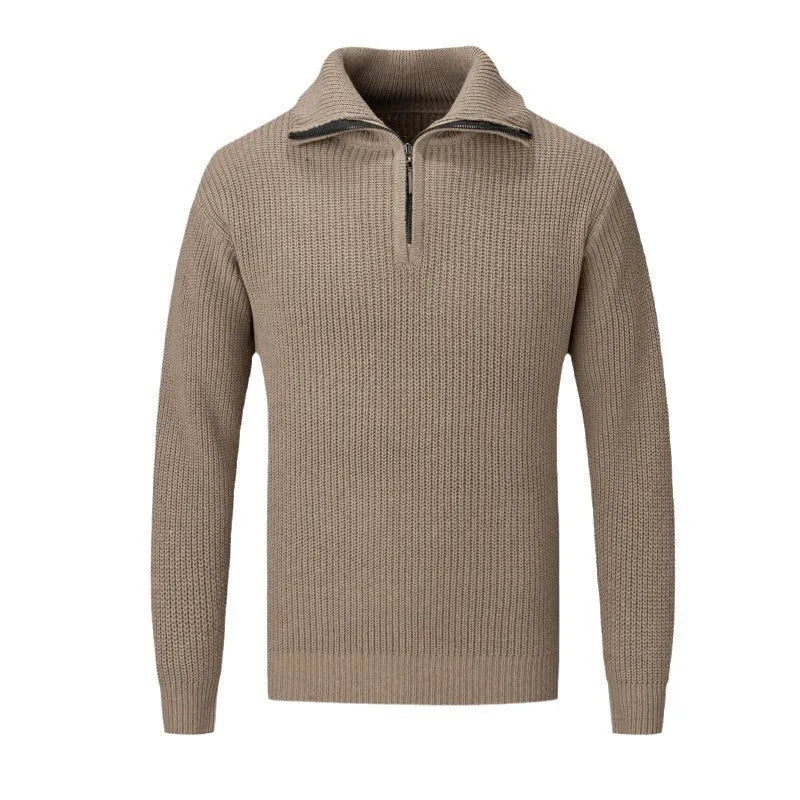 Men's loose fit solid colour pullover sweater in black, camel, dark grey, or white and grey options