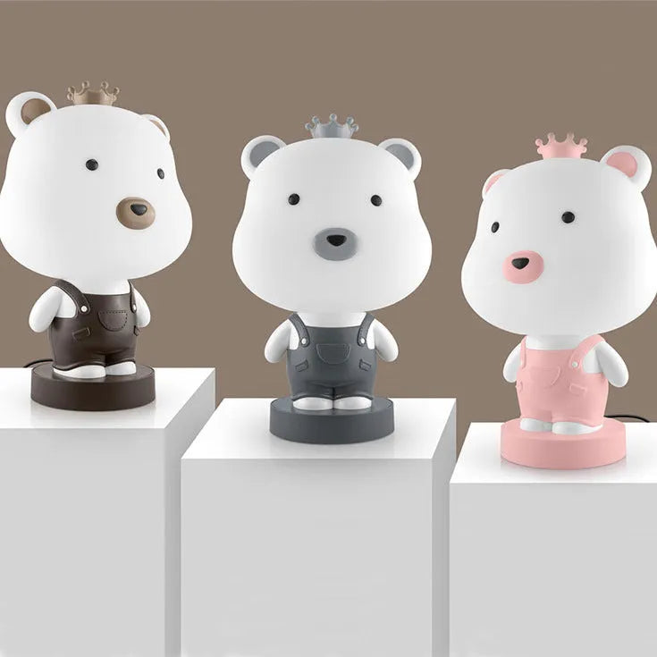 Cartoon animal table lamp with LED lighting and plastic shade in random bear, cattle, rabbit, or tiger designs