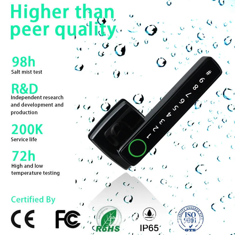 Smart Bluetooth fingerprint lock N1TY in Graffiti Bluetooth colour for wooden doors with Tuya app control and 150 fingerprint storage