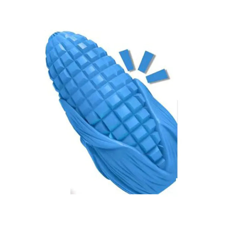 Corn stick shaped dog chew toy for medium and large breeds with textured surface