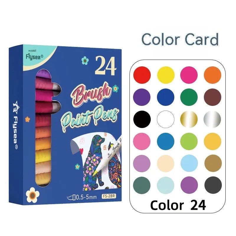 Set of soft head gouache pens for pressure-free artistic work on greeting cards and graffiti
