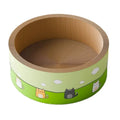 Large round cat scratch board made of brown corrugated paper in a deep pit design.