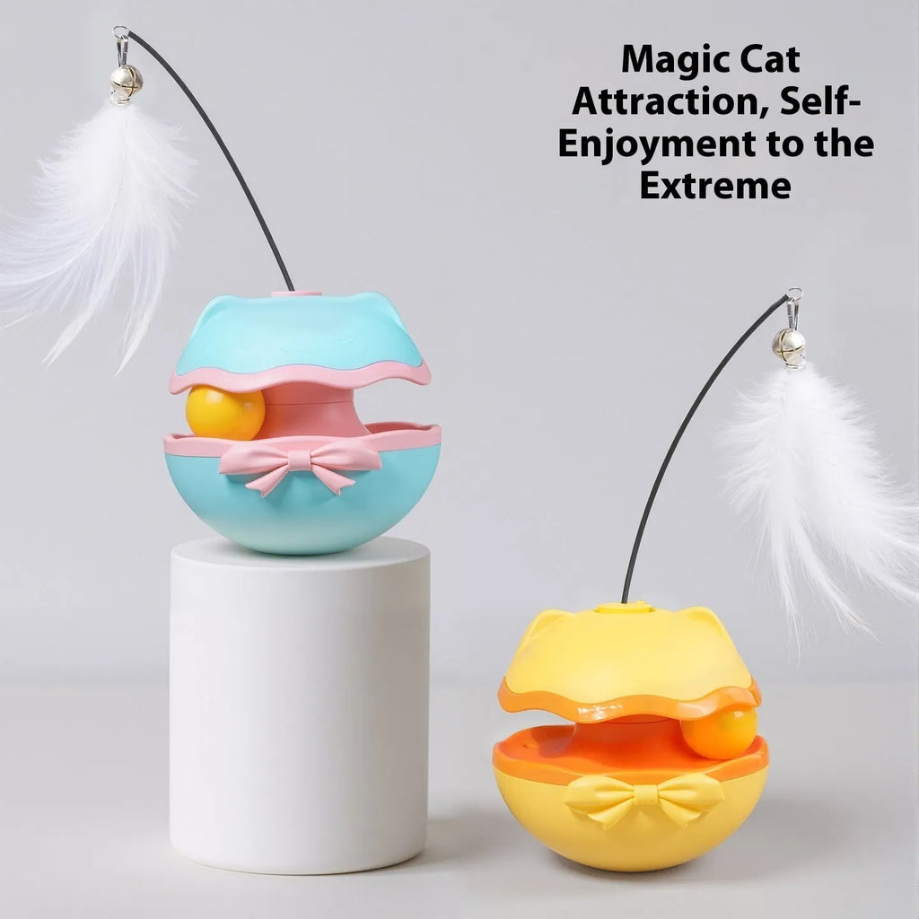 Electric cat toy tumbler with USB charging port and LED lights for automatic feline play